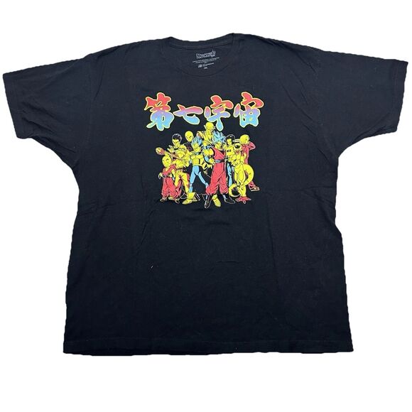 Dragon Ball Z Mens Super Anime T-Shirt  2XL Black Graphic Tee Goku Vegeta Crew - Picture 1 of 10